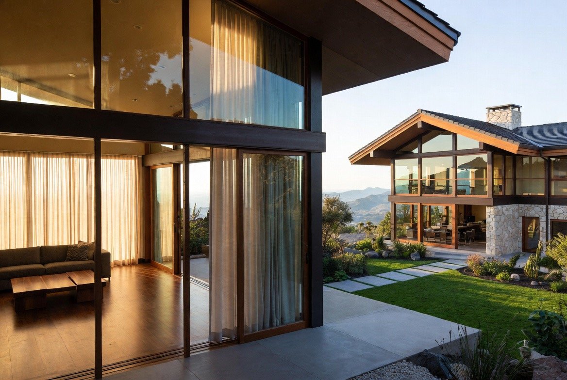 Modern home with mountain and coastal views